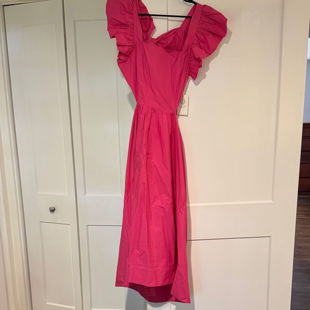 Tuckernuck Fuchsia Flutter Sleeve Aspyn Midi Dress